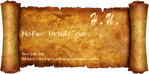 Hofer Urbána névjegykártya